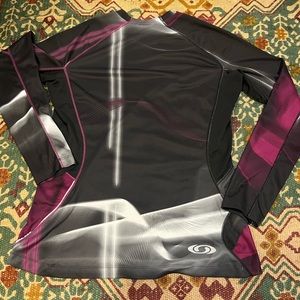 Salomon ActiLite Black/Purple Athletic Long Sleeve Top — Size XL